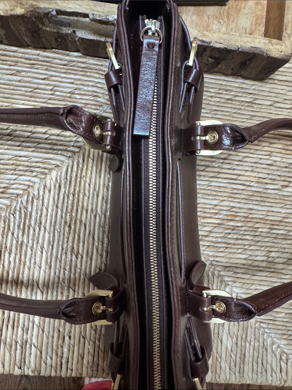 Reformation Beatrice Chestnut Brown Leather Shoulder Bag with Gold Hardware - Picture 7 of 9